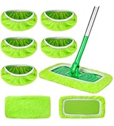 ZHAYAO 5 Pack Reusable Microfiber Mop Pads Compatible with Swiffer Sweeper Mop, Wet and Dry Flat ...