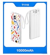 VRURC Portable Charger, Built-in Cables Power Bank 10000mAh, LED Display Slim USB C Battery Pack ...