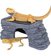 REPTI ZOO Large Bearded Dragon Basking Platform, 12.5x7x5 inch Gecko Hide Cave with Heat Storage ...