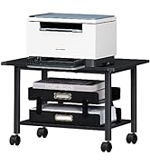 Lerliuo Under Desk Printer Stand, 2-Tier Industrial Mobile Printer Table with Storage Shelf and S...