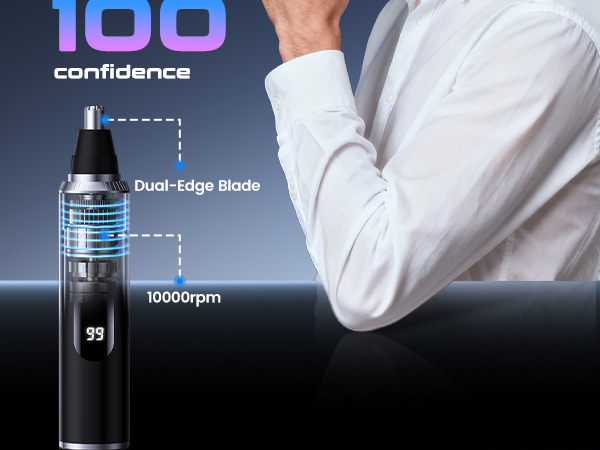 Portable nose and ear trimmer with LED display for daily grooming