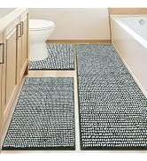ACCUMTEK Chenille Spliced with Fluffy Cut Pile Absorbent Bath Mat, Thick Plush Bath Rug - Ultra S...