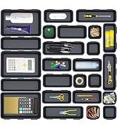 Kutesna 25 PCS Interlocking Desk Drawer Organizer Separator for Office,Bathroom,Kitchen,Makeup,To...