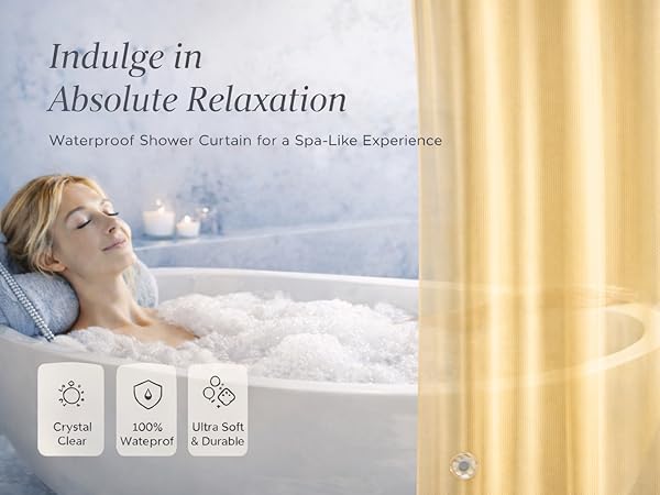 beige shower curtain liner waterproof bath liner PEVA plastic shower curtain transparent