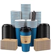 Clawsoff 50 Pack 20 oz Coffee Cups with Lids, Disposable To Go Paper Coffee Cups with Sleeves and...
