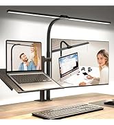 LED Desk Lamp for Home Office, Eye-Caring Desk Light with Clamp, Stepless Dimming 24W Double Head...