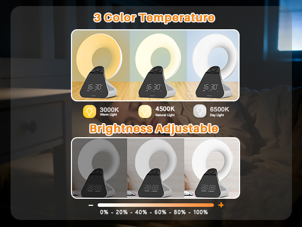 Voraiya Light Therapy Lamp Wake Up Light Sunrise Alarm Clock