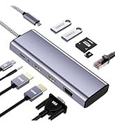 Docking Station Dual Monitor, USB C to Dual HDMI Adapter, Laptop Docking Station, USB C Docking S...