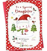 Hongshan Lovely Christmas Card for Daughter,Sweet Daughter Christmas Card Gift from Dad Mom, Xmas...