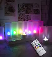 Flameless Candles 12pcs Rechargeable Tea Candles LED Flickering Tea Lights, 12 Frosted Cups with ...