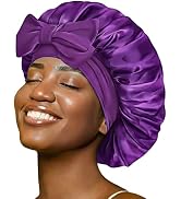 Silk Bonnet for Sleeping Satin Hair Bonnet Double Layer Adjustable Sleep Cap with Elastic Tie Band
