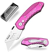 Vickay Folding Utility Knife, Box Cutter with 5 SK5 Quick Change Blades, Safety Axis Lock Design ...