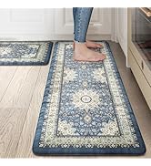 Collive Boho Kitchen Mat, Cushioned Anti Fatigue Kitchen Rug Set 2 Piece Non-Skid Waterproof Kitc...