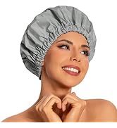 Reusable Shower Cap for Women, Large Waterproof Shower Bonnet Washable Elastic Band Bath Hair Hat...