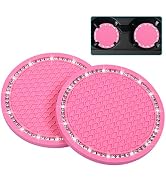 Bling Car Coasters, Wisdompro 2 Pack PVC Car Cup Holder Insert Coaster - Anti Slip Universal Vehi...