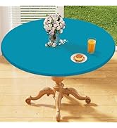 homing Round Elastic Fitted Tablecloth, Water-Resistant Fabric Tablecloths for 36"-44" Tables, Wa...