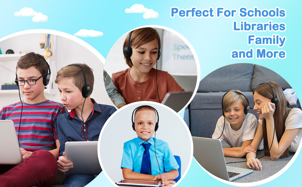 students children bulk headphones class set