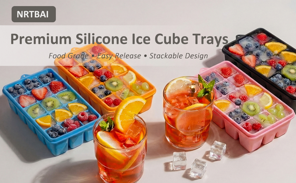 Silicone Ice Cube Trays with Lid