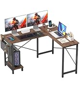 RROCOSIA 50 inch L Shaped Gaming Desk with Side Storage Bag &amp; CPU Stand, Reversible Corner Desk f...