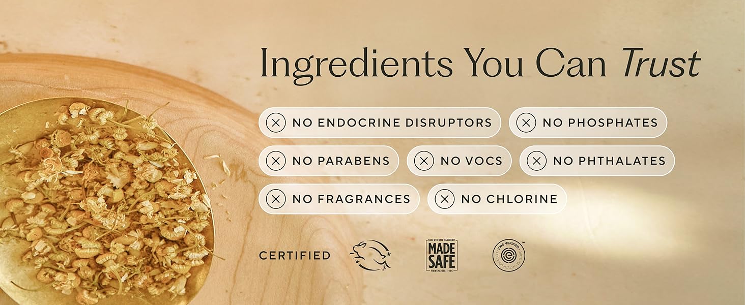 Ingredients you can trust without phosphates, parabens, VOCs, phalates, frangrances and more