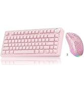 SOLAKAKA A75 and SM600, Wireless Keyboard and Mouse Combo for PC (A75 Crystal-Pink &amp; SM600 Pink)
