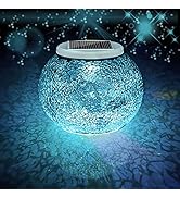 Color Changing Solar Powered Glass Ball Garden Lights, Aukora Solar Table Lights Waterproof Solar...