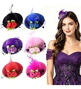 Fascinator Hats Bow Clips 6 Pcs Mini Hat with Feather Flower Hair Bow Clip Fascinator Alligator C...