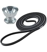 DALQUIS 341241 Dryer Drum Belt &amp; 8066184 Dryer Motor Pulley Fit for Whirl-pool May-tag Ken-more D...