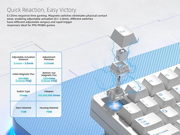 Keyboard 75%, Wireless Custom Mechanical Keyboard Rapid Trigger Hall Effect Magnetic Switch