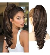 18" Ponytail Extension Clip On Pony Tails Hair Extensions Claw Clip Hair Extensions Ponytail for ...