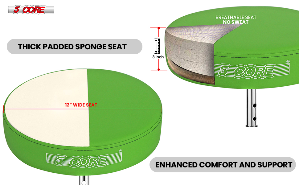 5 CORE Drum Throne Height Adjustable Guitar Stool Thick Padded Memory Foam 