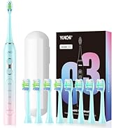 YUNCHI Electric Toothbrush for Adults and Kids, Rechargeable Battery Toothbrush, 8 Brush Heads, 5...