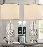 bdayanx Modern Glass Table Lamps for Bedroom, Bedside Lamps Set of 2, 3-Way Dimmable Touch Contro...