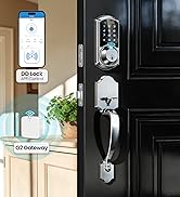 Veise Fingerprint Smart Locks for Front Door with Handle Set, App Control, Keyless Entry Keypad D...