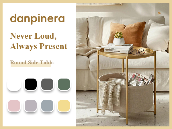 gold side table;gold end table;small side table;round side table;