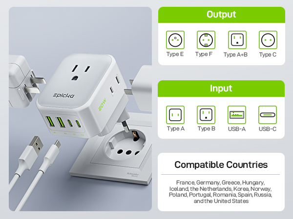 european travel plug adapter charger travel essentials for men women girl