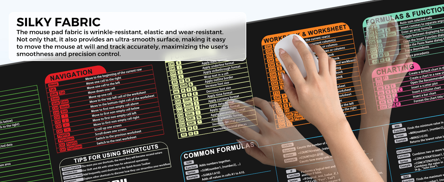 Large Mouse Pad Excel Shortcut Key