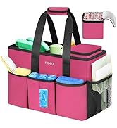 Ytonet Cleaning Caddy Bag, Large Cleaning Supplies Organizer with Handle &amp; Foldable Divider for C...
