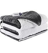 STHYTON Heated Blanket 72"x84" Full Size, Dual-Sided with Soft Flannel &amp; Sherpa Fabric, Electric ...