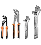 SOLUDE 4-Piece Pliers Wrench Set,8 &amp; 10 Inch Groove Joint Pliers with 8 &amp; 12 Inch Adjustable Wren...
