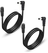 GINTOOYUN 2 Pack DC5525 Power Extension Cable, DC 5.5mm x 2.5mm Right Angle Male to Female Power ...