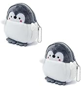 WisePoint Coin Purse, 2PCS Plush Coin Pouch Cute Coin Holder for Women, Penguin-Shaped Change Pur...