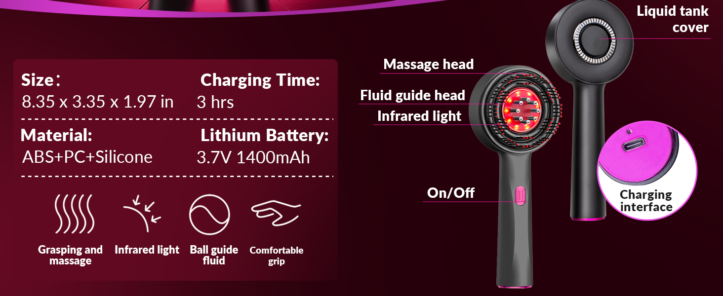 Enjoy a spa-grade scalp massage at home with this portable red light hair care brush.