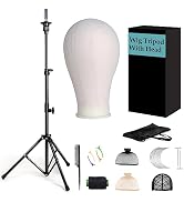 Goodofferplace Wig Stand Tripod with Head, 23 Inch Foam Mannequin Wig Head Set for Wigs Making Di...