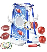 LPFG Pool Basketball Hoop, 3-in-1 Floating Basketball Hoop &amp; Football Ring Games with 5 Balls 12 ...
