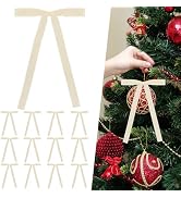 12 Pcs White Velvet Bows for Christmas Tree 1 Inch, Vintage Christmas Tree Bows Ornaments for Wre...