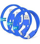 JERMASAL 3-Pack Blue [3.3FT+3.3FT+6FT] USB A to USB C Cable, Compatible with iPhone 15/16, iPad, ...