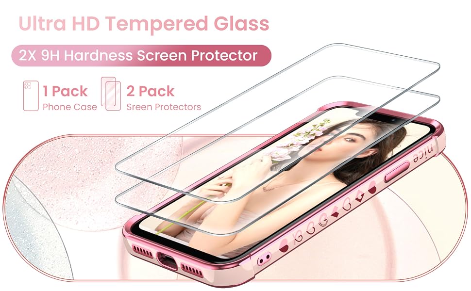 1*iPhone 11 Pro Max 6.5 inch Case + 2 Pack 9H Hardness Tempered Glass Screen Protector
