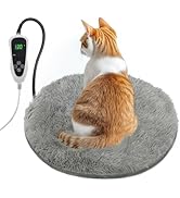 GOLOPET Cat Heating Pad, 16 in Round Pet Heating Pad,Cat Blankets for Indoor Cats Smart Temperatu...