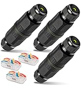 SARDVISA 3-Pack Junction Box with 3 Pin Electrical Cable Connectors, IP68 Waterproof, 4-10mm Adju...